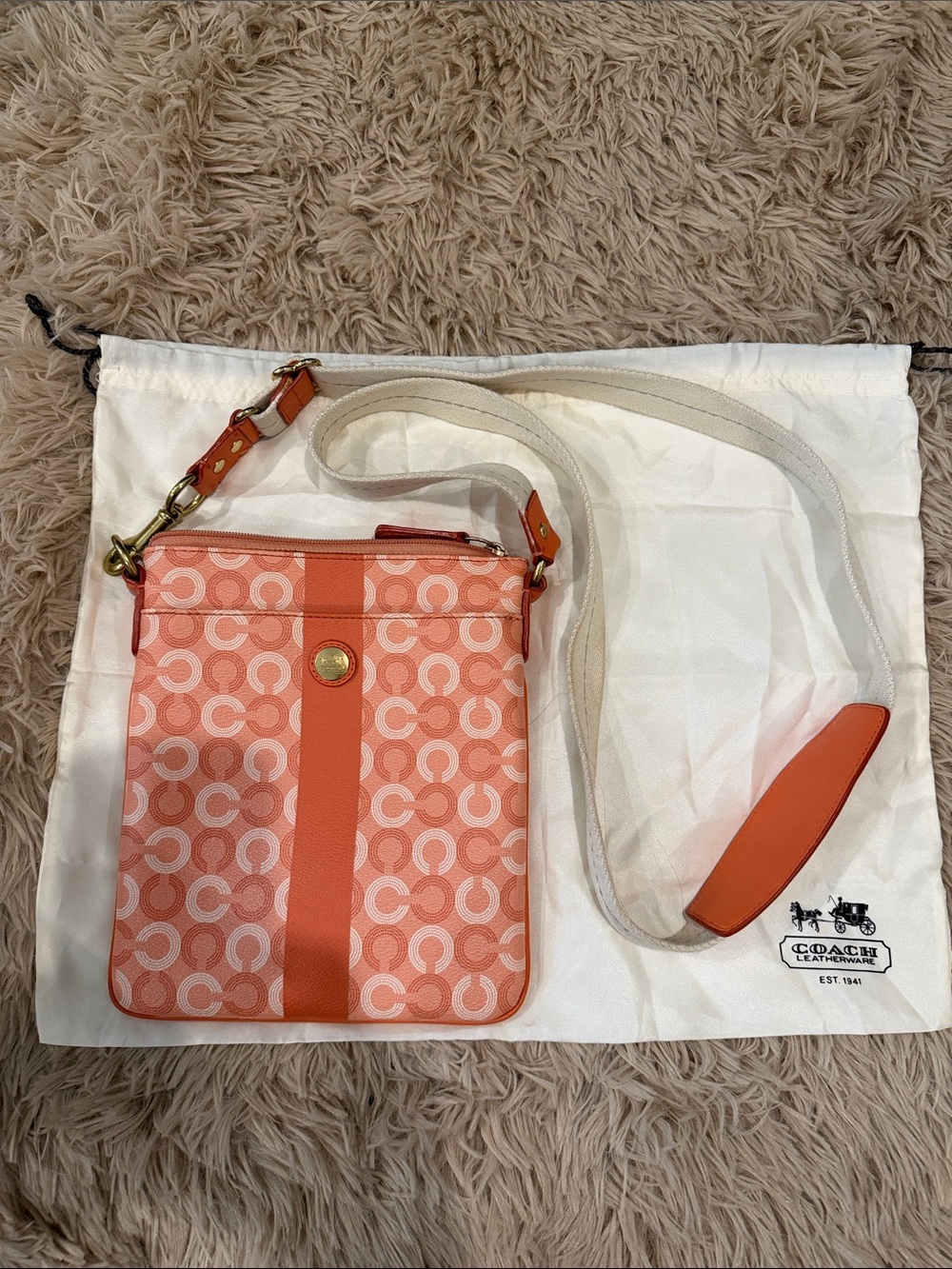 Coach Coral Signature Crossbody with Canvas Strap